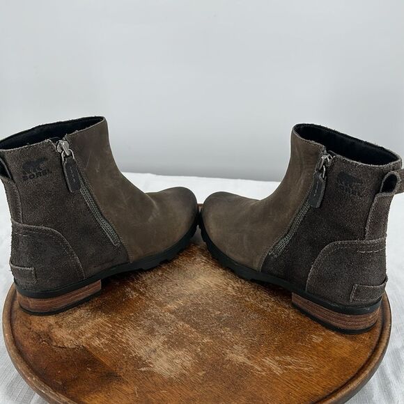 Sorel Boots Womens 8 Emelie Zip Booties Waterproof Brown Leather Suede - Picture 7 of 10